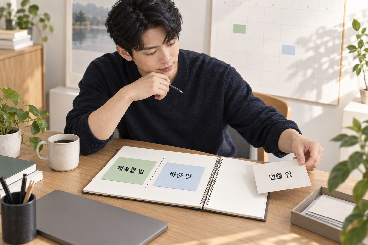 계속할 일, 바꿀 일, 멈출 일을 정리하는 1인기업 월간 회고 결정표